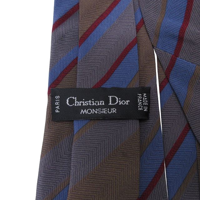 クリスチャンディオール Christian Dior ネクタイ タグ付き ストライプ