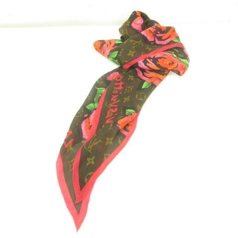 【Louis Vuitton】スティーブン・スプラウス　スカーフ Louis Vuitton Roses Stephen Sprouse Graffiti Silk Scarf