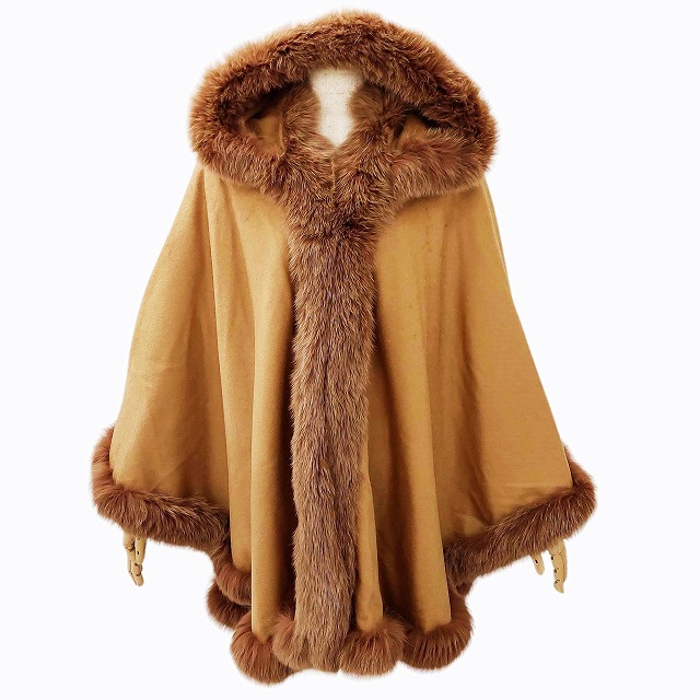バルマン BALMAIN 美品 カシミヤ100％ フォックスファー ポンチョ  