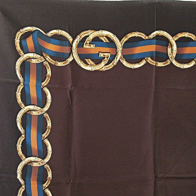 GUCCI グッチ インターロッキング スカーフ シルク ブラウン GUCCI グッチ インターロッキング スカーフ シルク ブラウン