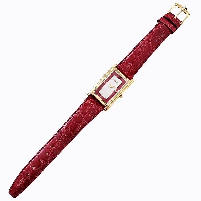 GUCCI レクタンギュラー 2600M 腕時計 クォーツ ゴールド・レッド グッチ GUCCI レクタンギュラー 2600 M 腕時計 スクエア