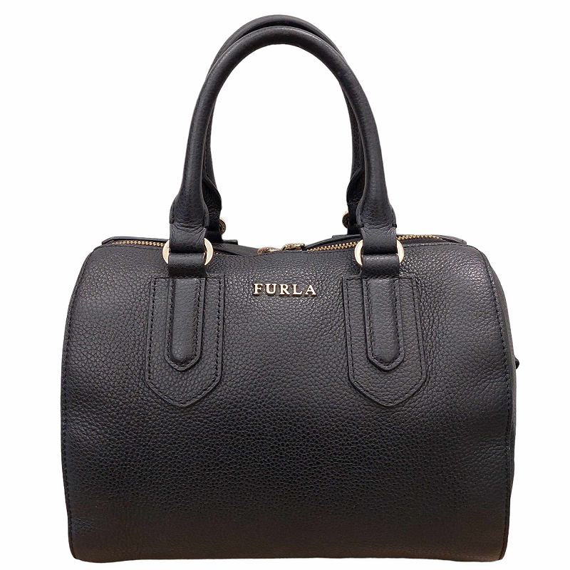 フルラ FURLA ミニボストンバッグ ハンドバッグ ロゴ レザー ブラック 