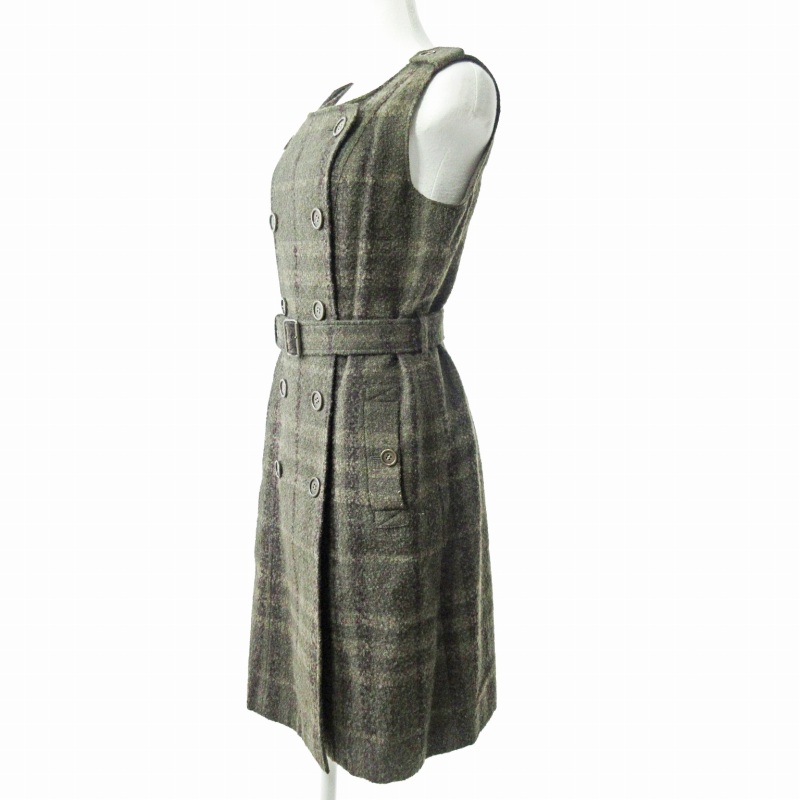 バーバリーロンドン 半袖 ワンピース 聞きほれる 膝丈 ベルト チェック  