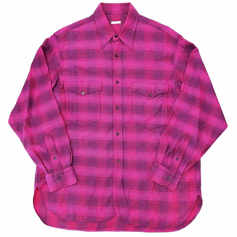 COMOLI 21AW ウールシルクワークシャツ サイズ3 ピンク COMOLI 杢
