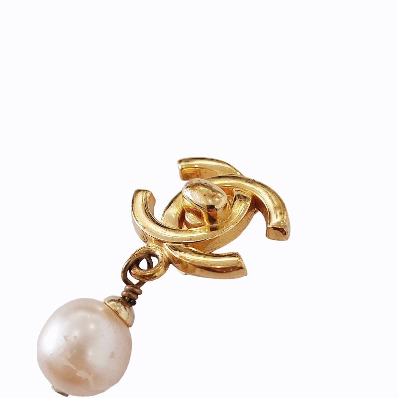 シャネル CHANEL ヴィンテージ 96A ターンロック フェイクパール 