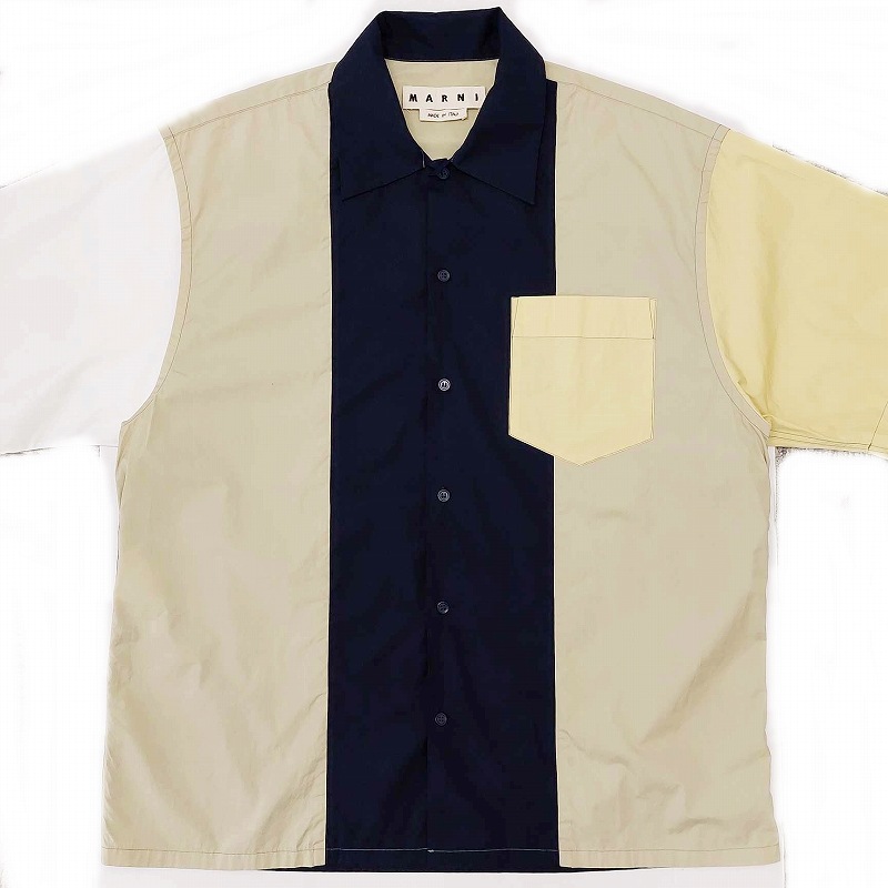 マルニ MARNI ボーリングシャツ ブロッキングオープンカラー 半袖 切替 