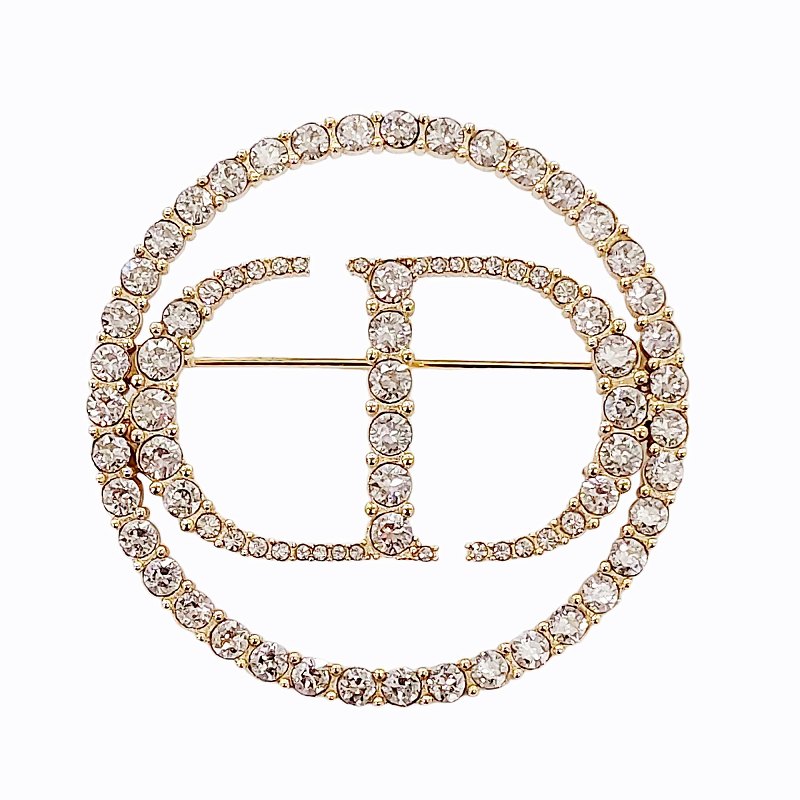 ディオール Dior CD ロゴ ラインストーン ブローチ ピンブローチ 