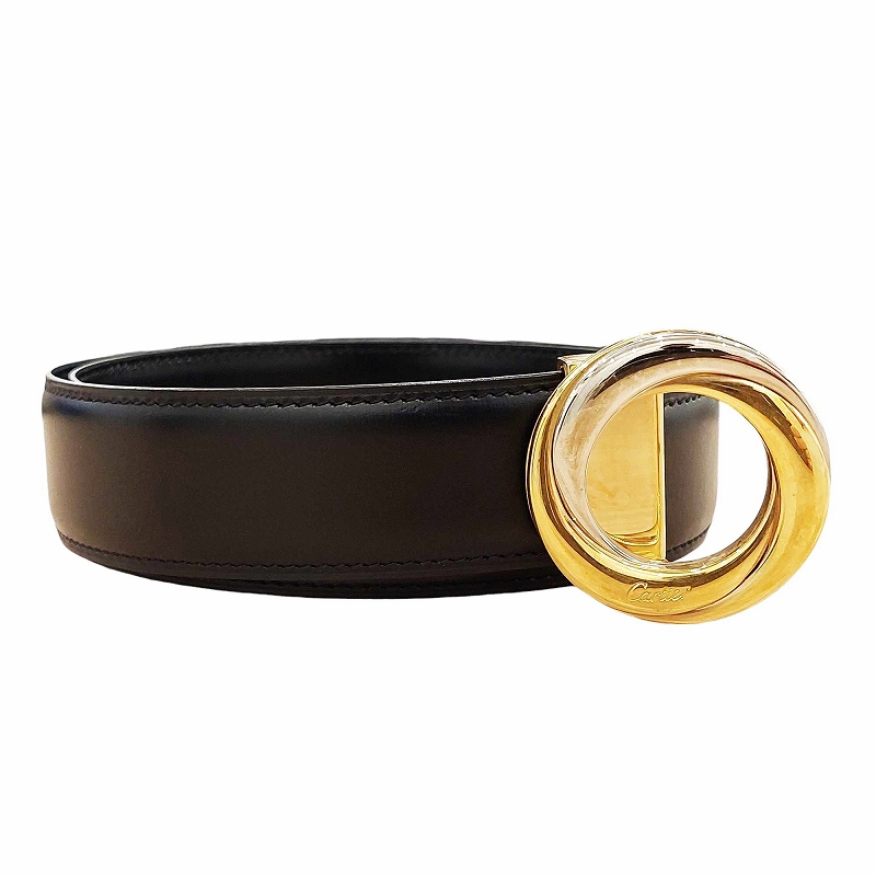 カルティエ Cartier トリニティ ベルト ゴールド バックル レザー 黒 