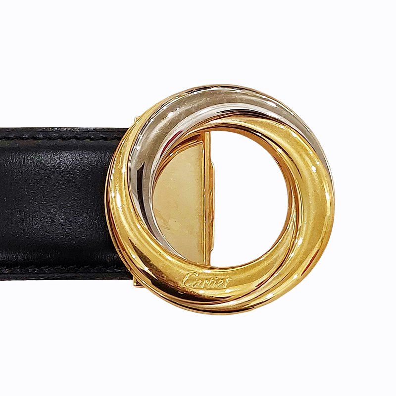 カルティエ Cartier トリニティ ベルト ゴールド バックル レザー 黒 