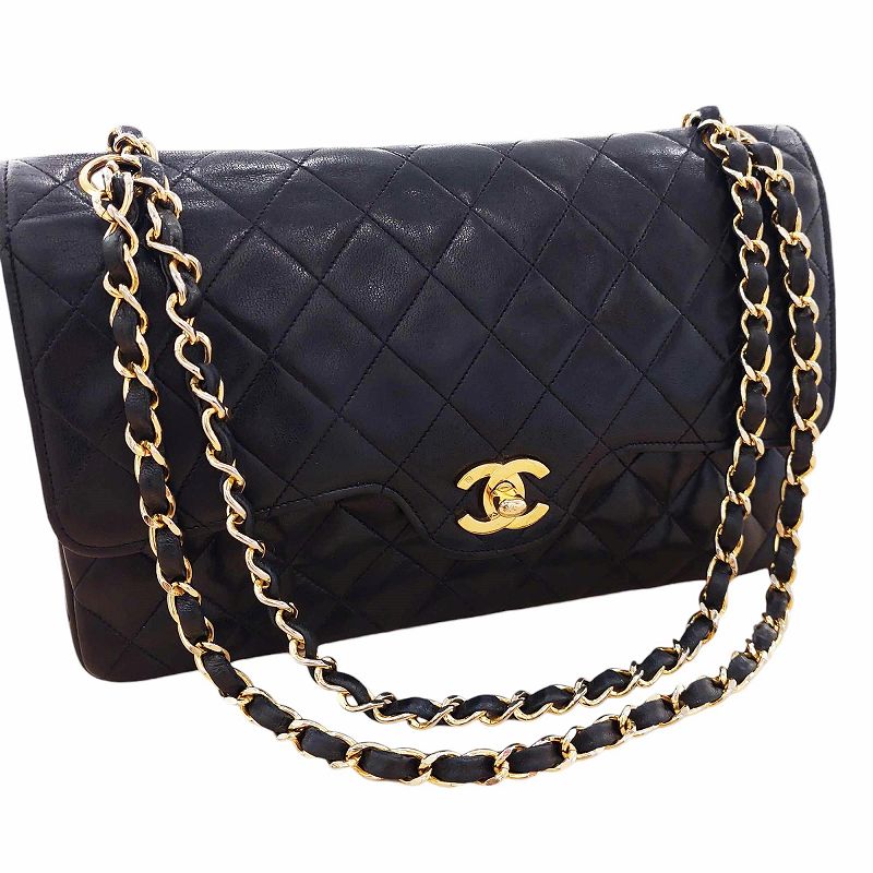 シャネル CHANEL 1番台 ヴィンテージ マトラッセ 25cm ダブルフラップ 