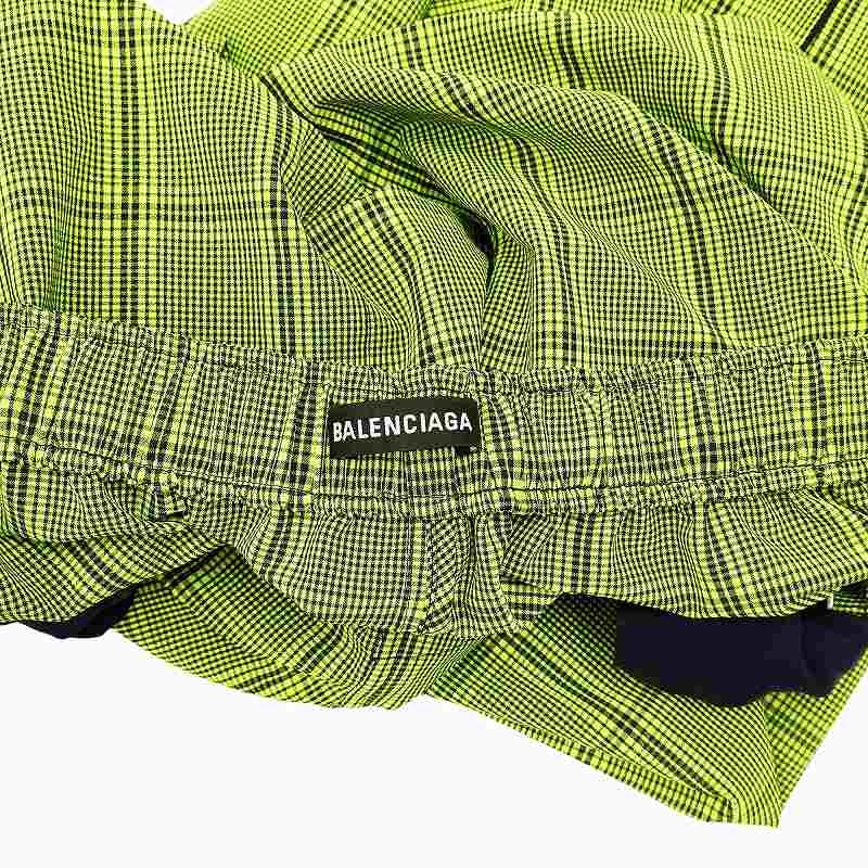 BALENCIAGA バレンシアガ グリーンチェック ワイドパンツ
