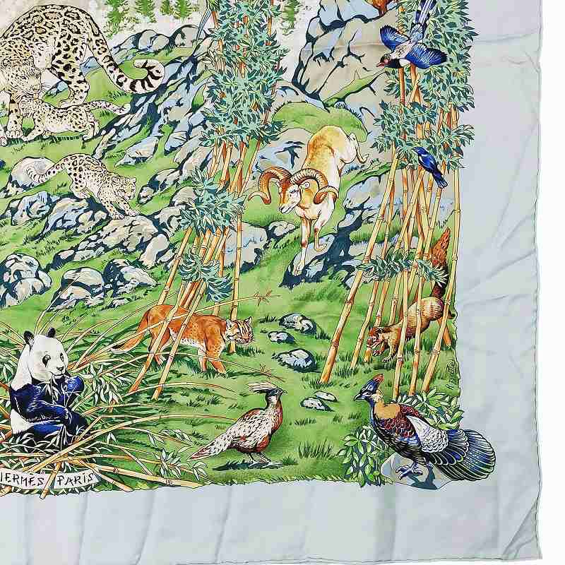 エルメス HERMES カレ90 大判スカーフ SiCHUAN 四川省 アニマル