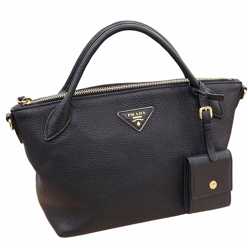 PRADA ロゴショルダー 黒 牛革