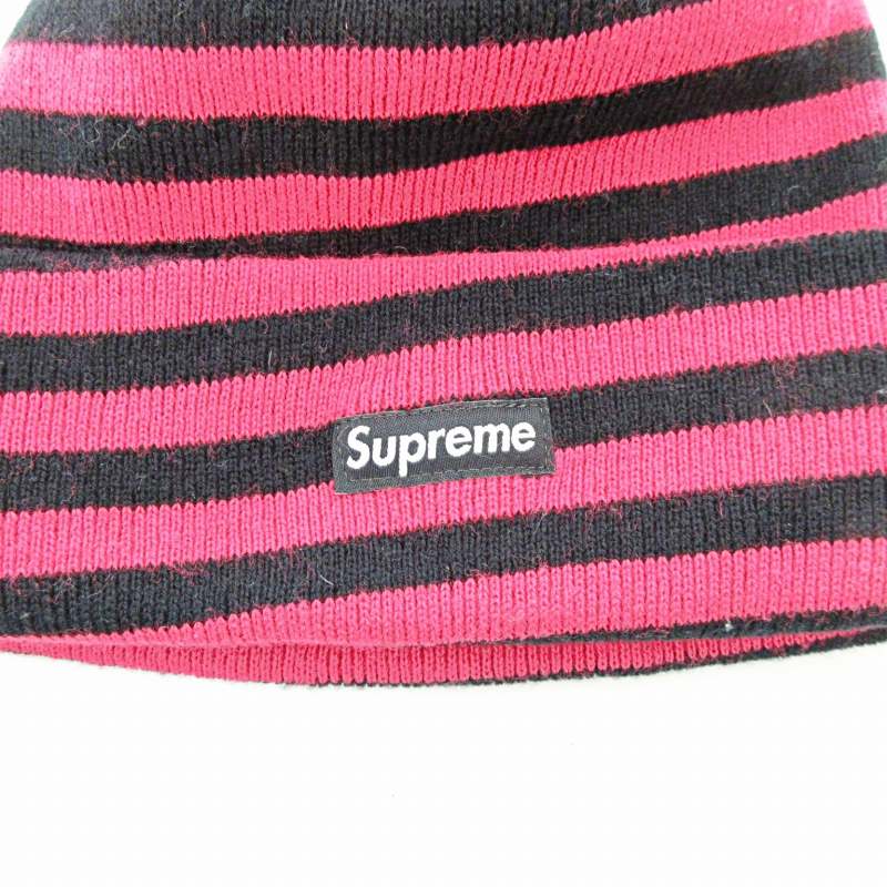 【レアカラー！】Supreme シュプリーム ビーニー ブラック × ピンク シュプリーム SUPREME Logo Beanie ロゴ ビーニー ニット帽