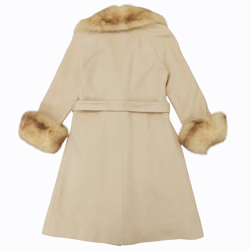 フェンディ FENDI 美品 フォックスファー カシミヤ ベルテッド ロング