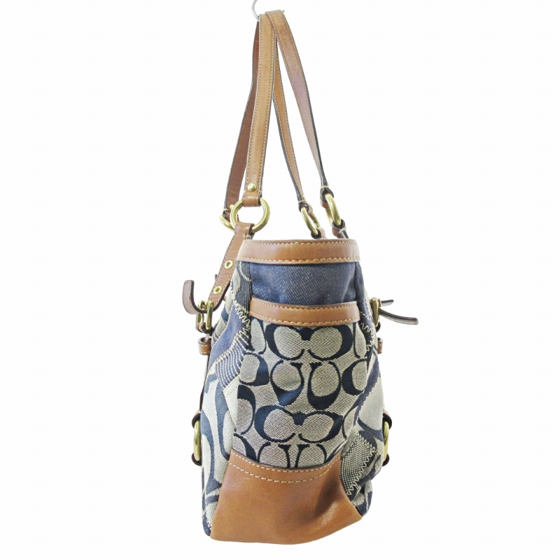 専用 美品COACH ハンドバッグ デニムパッチワーク トートバッグ 12217 COACH - COACH コーチ レザー デニム パッチワーク トートバッグ