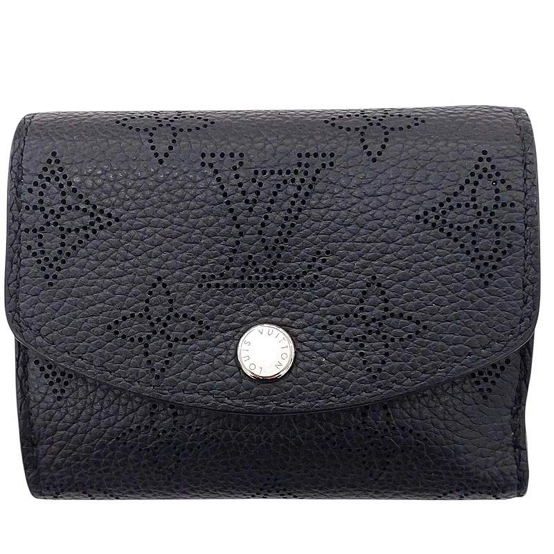 ルイヴィトン LOUIS VUITTON 美品 モノグラム マヒナ ポルトフォイユ イリスXS ノワール 三つ折り財布 ウォレット 小銭入れ 札入れ M67498 黒 ブラック 1114 レディース