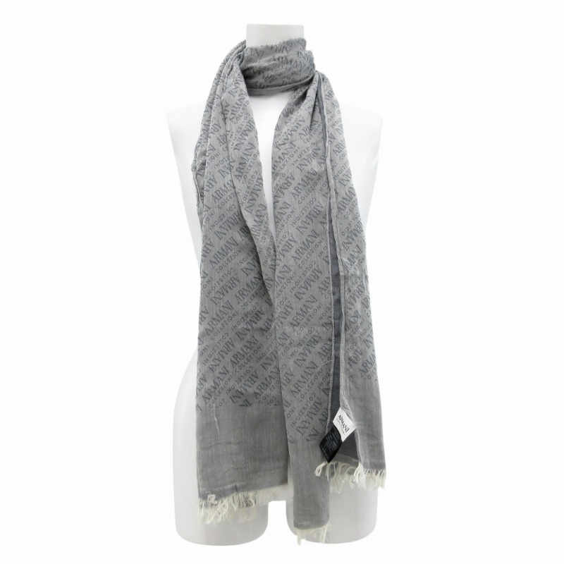 【新品】Giorgio Armani 幾何学模様　100%シルクストール ジョルジオ アルマーニGIORGIO ARMANI LE COLLEZIONI シルク