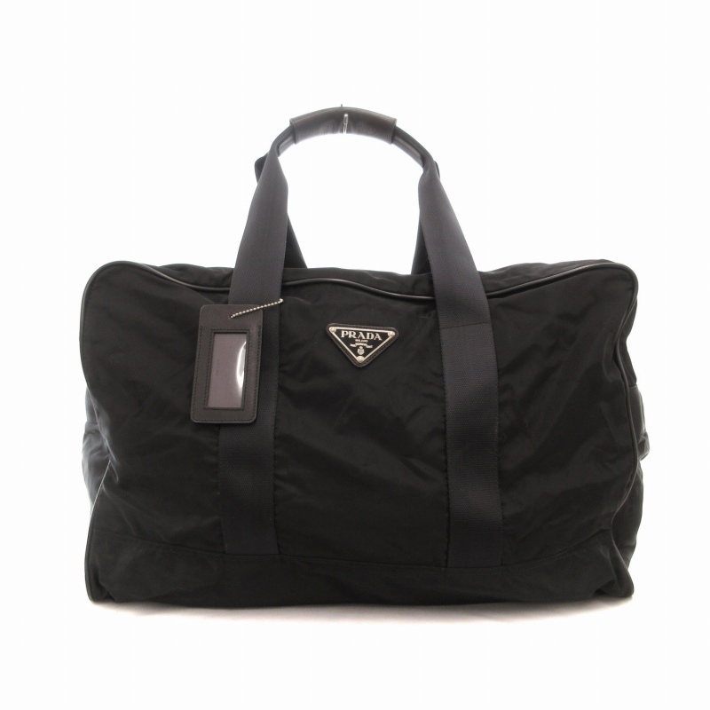 PRADA プラダ 三角プレート ボストンバッグ トラベルバッグ 黒色 プラダ PRADA ロゴ 三角プレート ボストンバッグ トラベルバッグ