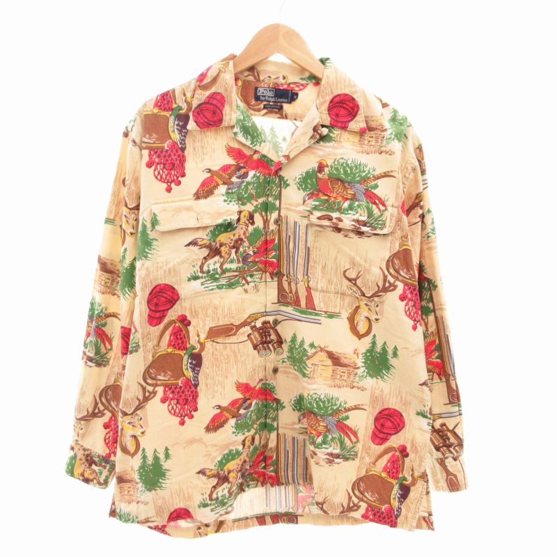 スノーマウンテン柄クライマー柄総柄シャツ 90s