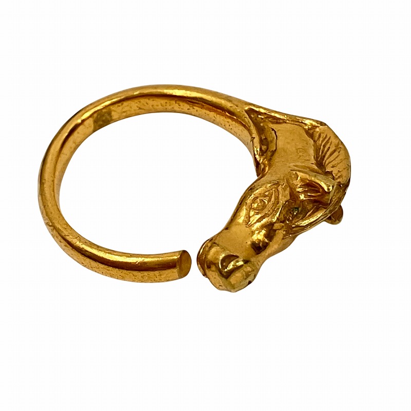 【美品】エルメス シュバルホース リング ヴィンテージ ゴールド 指輪 10号 エルメス シュバル ホースリング リング GP ゴールド A3097088｜中古