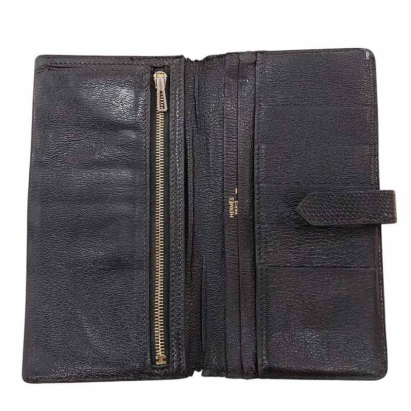 美品 HERMESエルメス ベアン クラシック リザード ▢A刻印 長財布 HERMES エルメス ベアンクラシック ゴールド金具 長財布（小銭入れあり