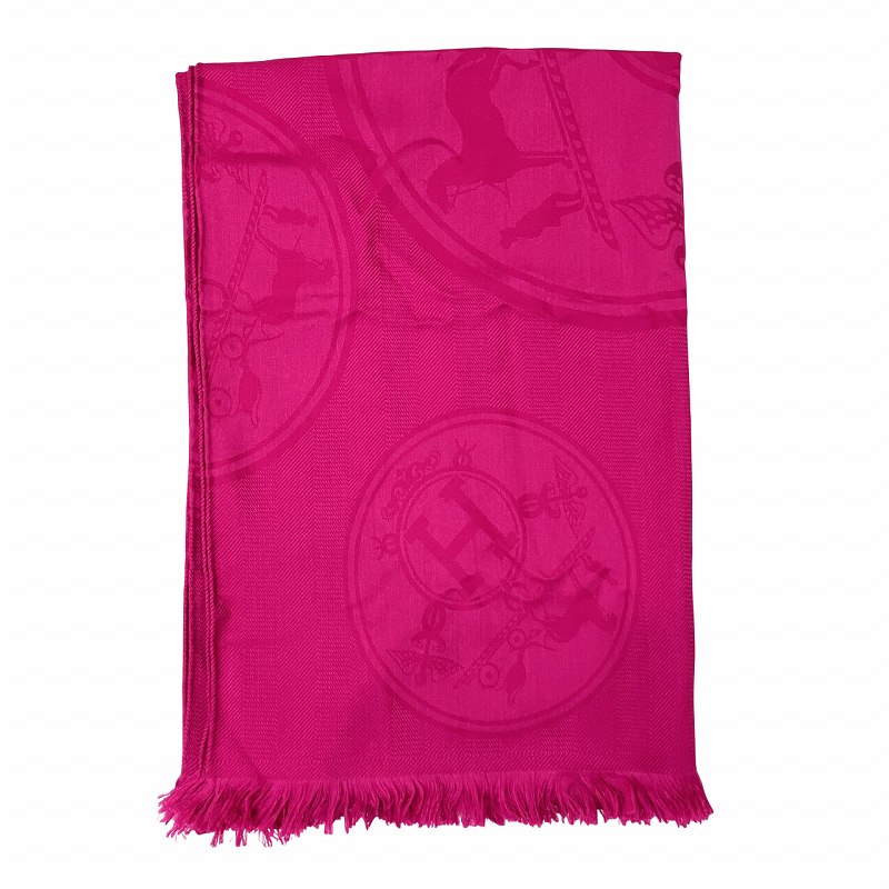 HERMES カシシル ストール ピンク カシミヤシルク