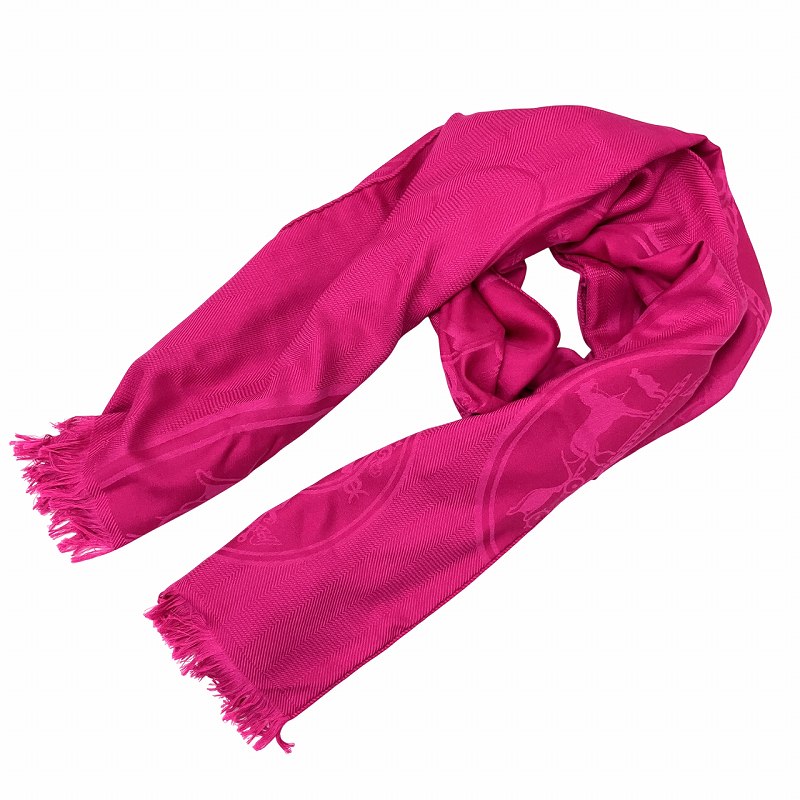 HERMES カシシル ストール ピンク カシミヤシルク