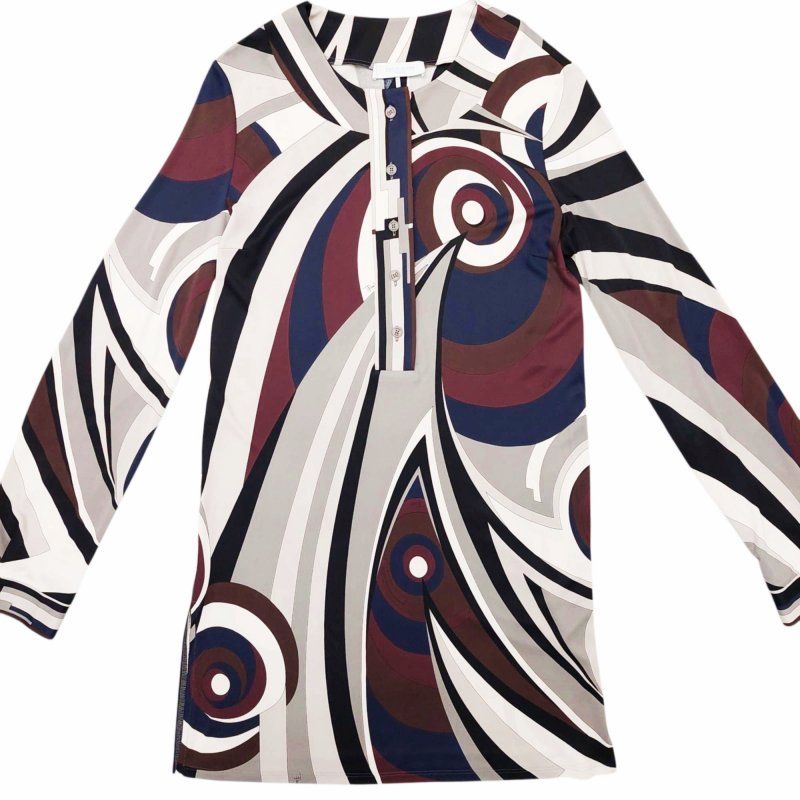 エミリオプッチ EMILIO PUCCI 美品 プッチ柄 レーヨン チュニック
