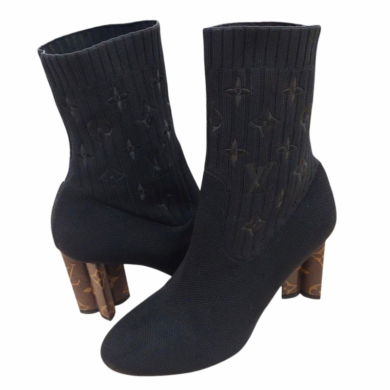 LOUIS VUITTON ルイヴィトン シルエットライン アンクルブーツ 黒