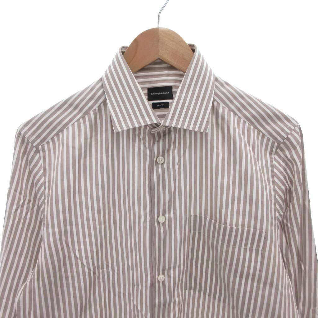Ermenegildo Zegna ストライプTシャツ ダークグレー×ホワイト サイズS 