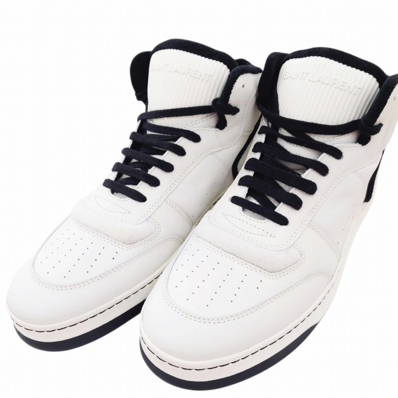SAINT LAURENT ブラック レザーハイカットスニーカー YVES SAINT LAURENT 418026 Court Classic SL/10H / サン