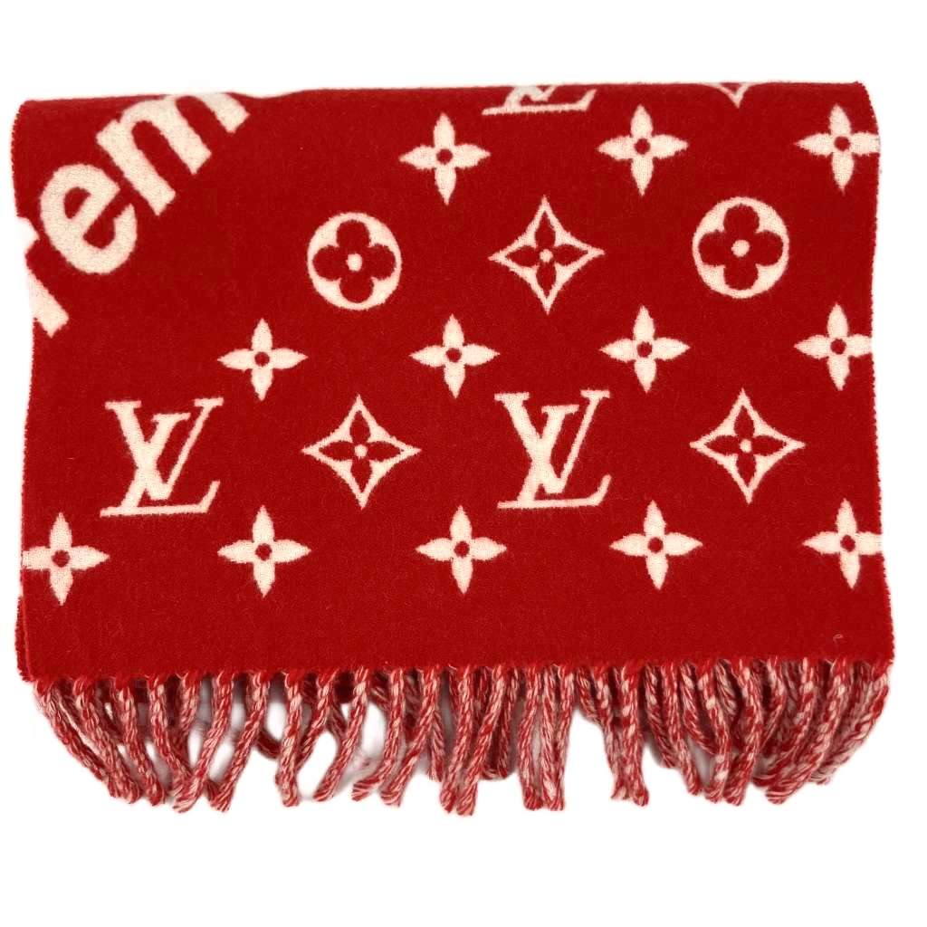 LOUIS VUITTON ロゴパターン マフラー レッド LOUIS VUITTON ロゴパターン マフラー レッド