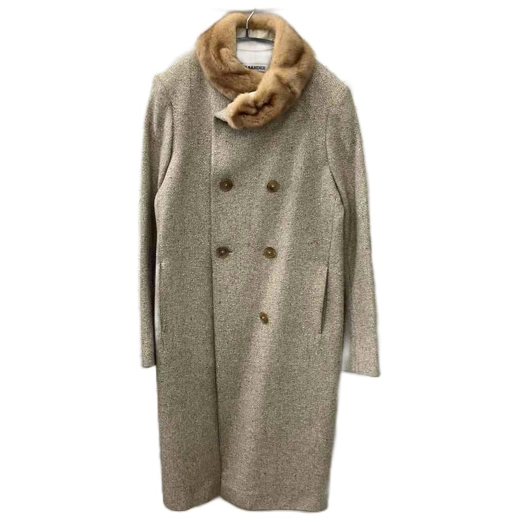 ジルサンダー JIL SANDER 美品 ファーカラーコート スタンドカラー