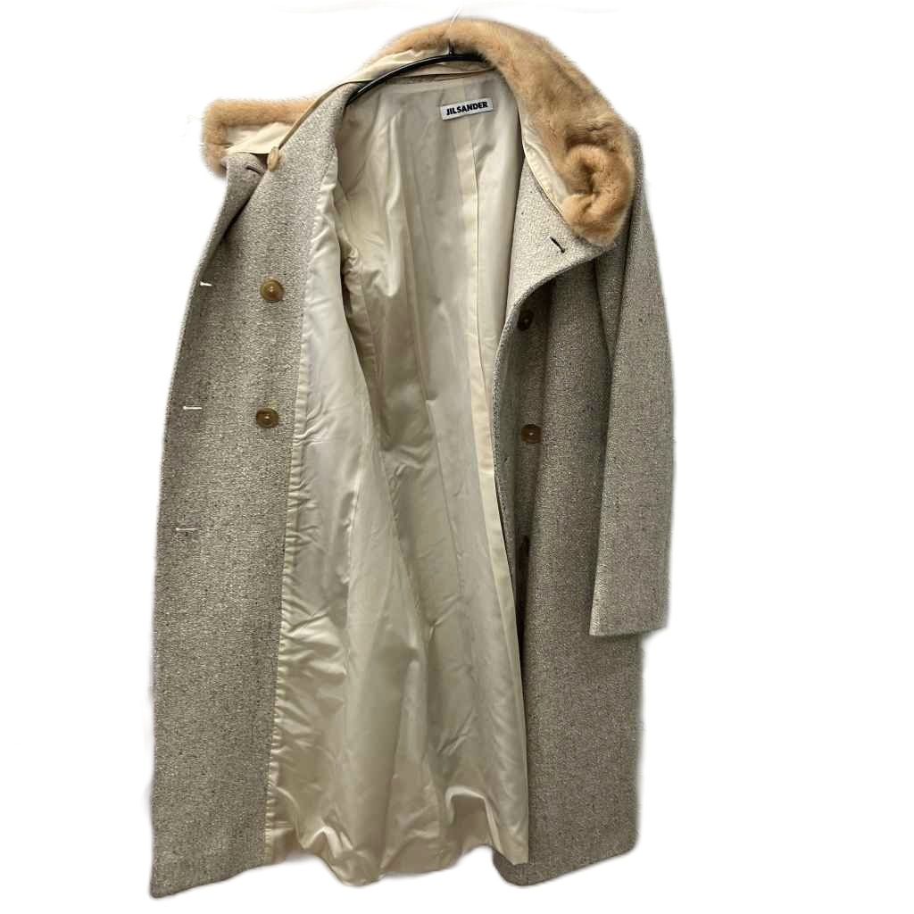 ジルサンダー JIL SANDER 美品 ファーカラーコート スタンドカラー