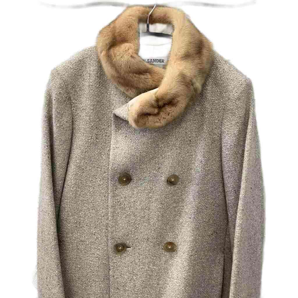 ジルサンダー JIL SANDER 美品 ファーカラーコート スタンドカラー