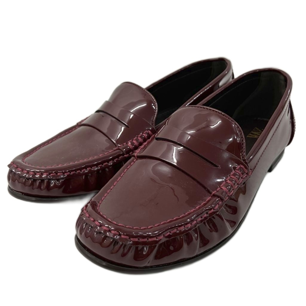 本日SALE‼️新品4cccceesローファー★バーガンディ　サイズ36★ 未使用品 ザラ ZARA バーガンディ ローファー 革靴 エナメル 赤