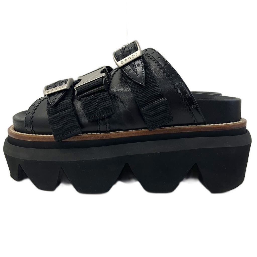 美品 sacai レザー プラットフォーム 厚底 ストラップ サンダル 39 美品 sacai レザー プラットフォーム 厚底 ストラップ サンダル 39