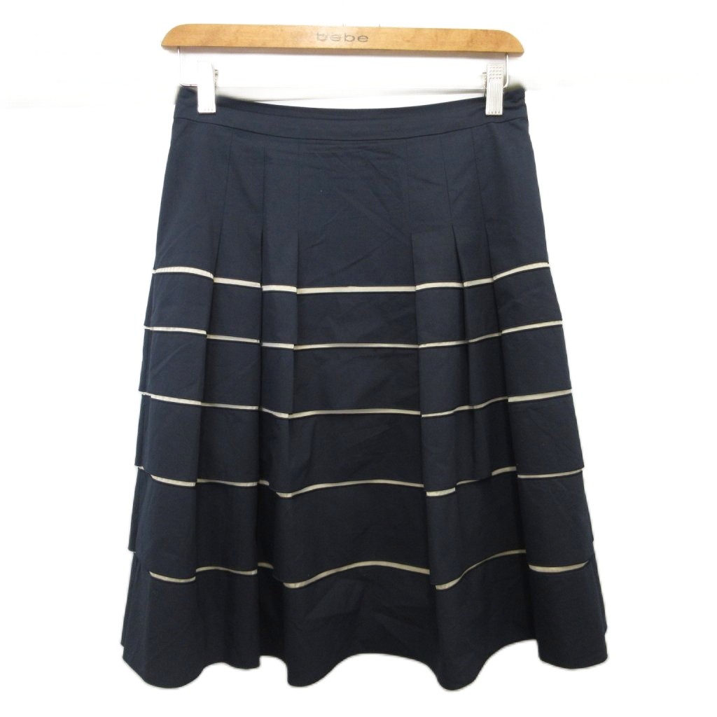 CBK ファッション ネイビー フリル付きミニフレアスカート