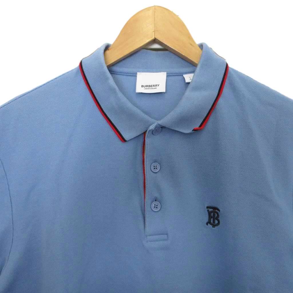バーバリー BURBERRY 半袖ポロシャツ TB刺繍 鹿の子 Lサイズ 極美品 バーバリーBURBERRY LONDON ポイント刺繍鹿の子半袖ポロシャツ