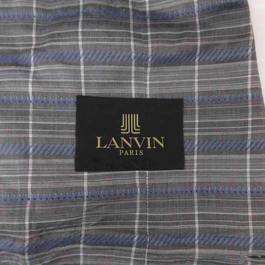 ランバン LANVIN テーラードジャケット ブレザー チェック柄 麻 リネン
