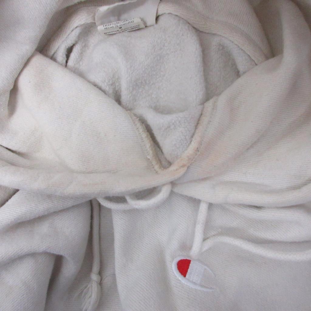チャンピオン CHAMPION リバースウィーブ REVERSE WEAVE パーカー フーディー プルオーバー ロゴ刺繍 XL アイボリー ■MET2 メンズ