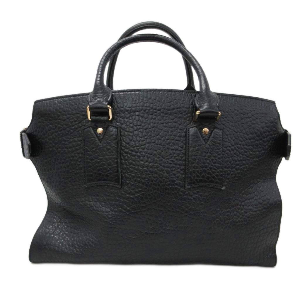 BURBERRY 黒レザートートバッグ ゴールド金具付き バーバリー BURBERRY トートバッグ ハンドバッグ レザー ゴールド金具