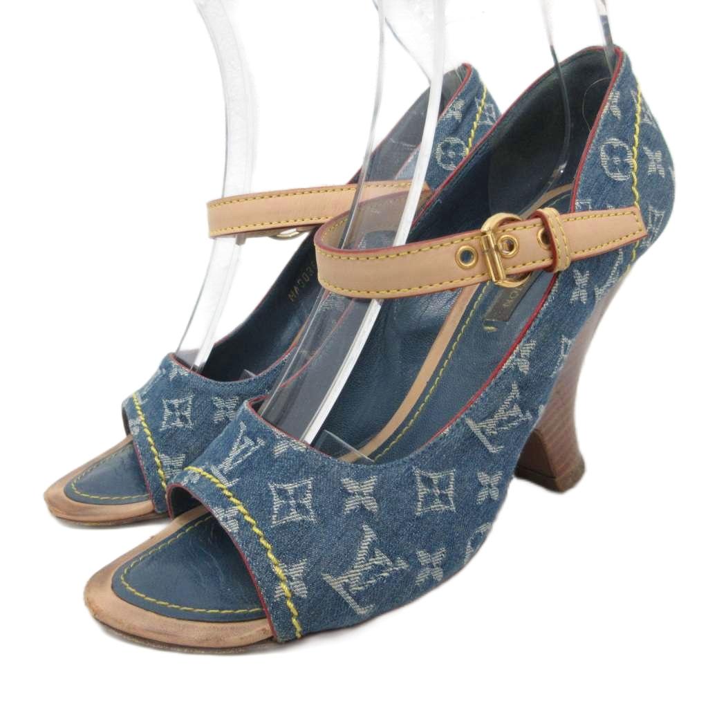 ルイヴィトン LOUIS VUITTON モノグラム パンプス デニム オープントゥ 