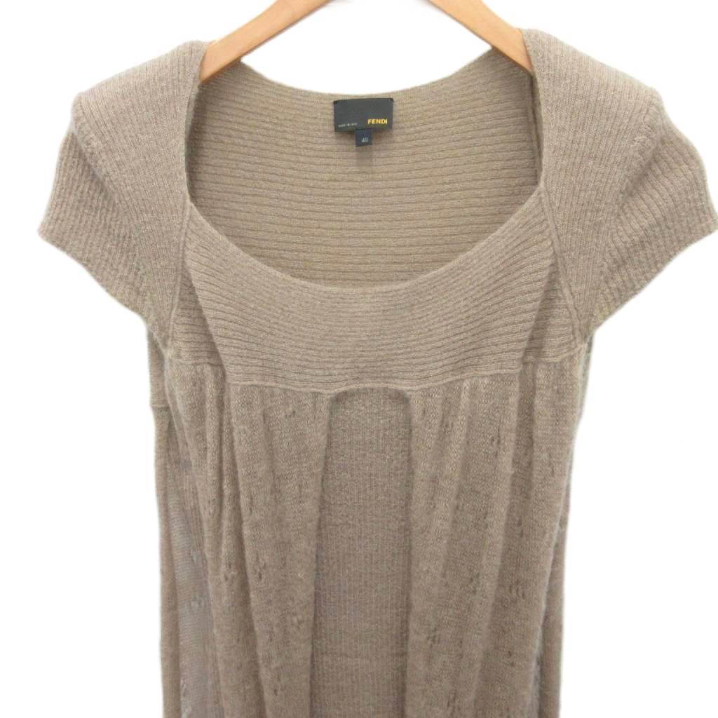 フェンディ FENDI ニットワンピース ドレス ロング 半袖 編み込み