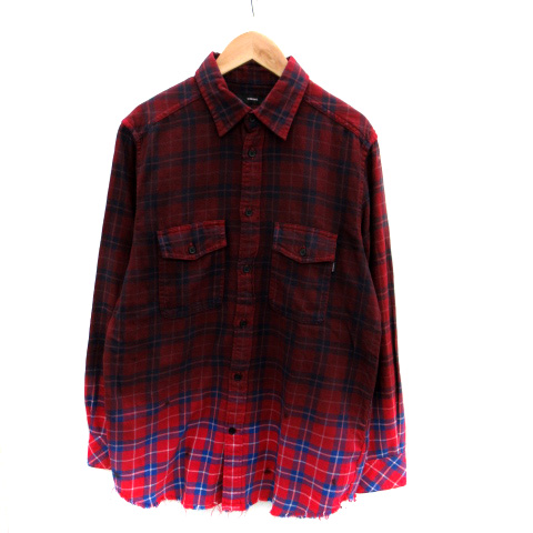 ディーゼル DIESEL グラデーション チェック シャツ 長袖 カットオフ 