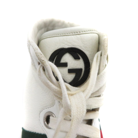 グッチ GUCCI スニーカー ハイカット シェリーライン ロゴ レザー US8 