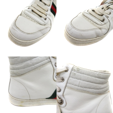 グッチ GUCCI スニーカー ハイカット シェリーライン ロゴ レザー US8 