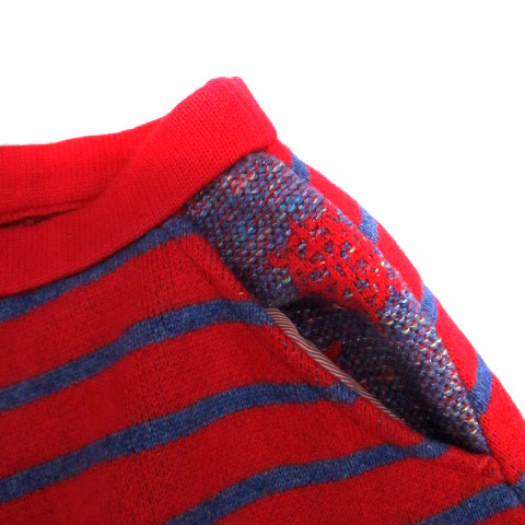 コーヘン COOHEM ニットフレアスカート ひざ丈 ボーダー柄 F 赤 レッド  