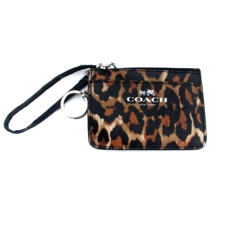 COACH コーチ コインケース ブラウン 豹柄 小銭入れ財布 レオパード